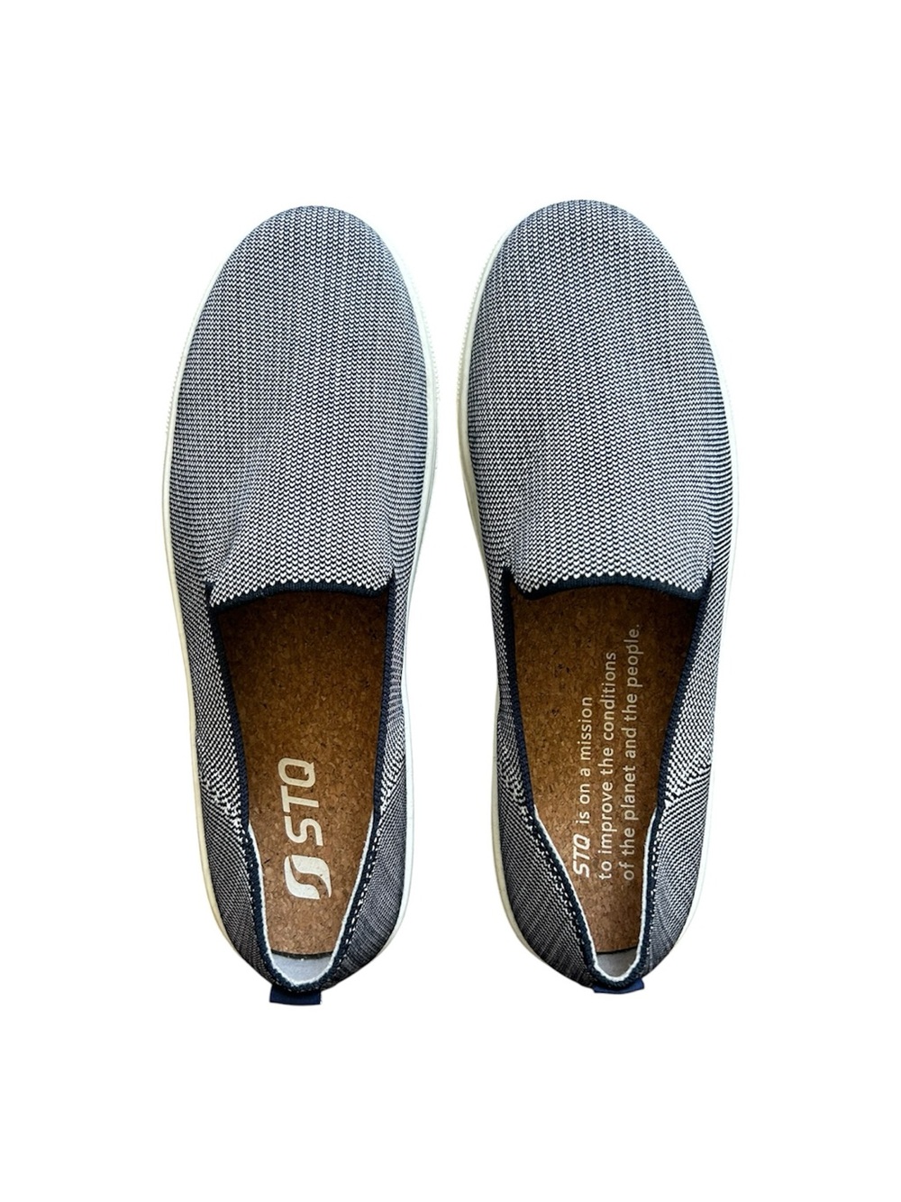 STQ Women's Slip-On Loafers in Navy and White